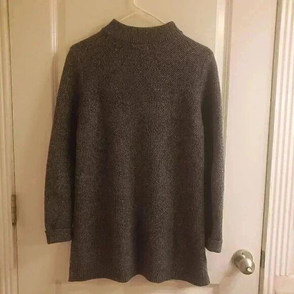 LANDS' END Women's Navy/Gray Cotton Blend Long-Sleeve Pullover - Picture 5 of 10